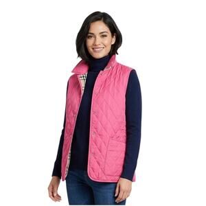 Blueberry Pink Quilted Puffer Vest Womens Snap Front Preppy Lightweight Jacket L